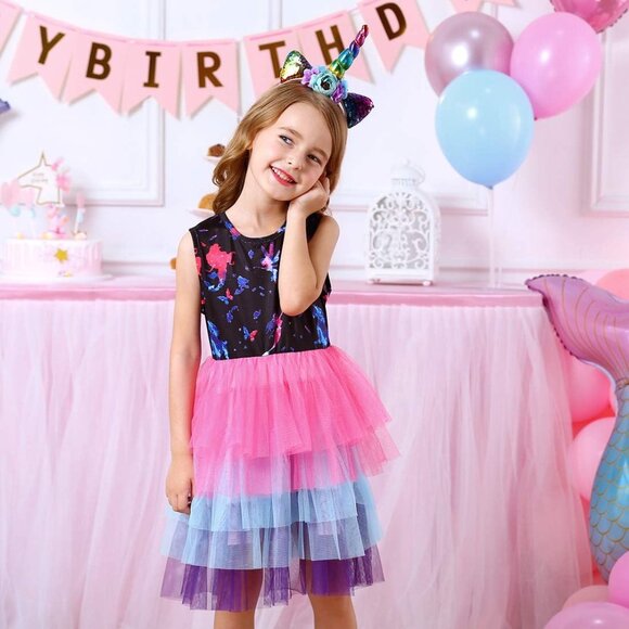 🆕Girl Summer Tutu Party Dress Ash4593mutil Cotton Wedding Birthday Short Sleeve - Picture 4 of 6